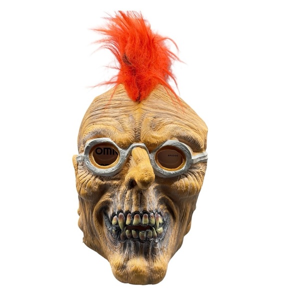 🎃 RARE Vintage 1995 Rubies Skull Punk Mohawk Halloween Mask Latex Collectible - Picture 1 of 9